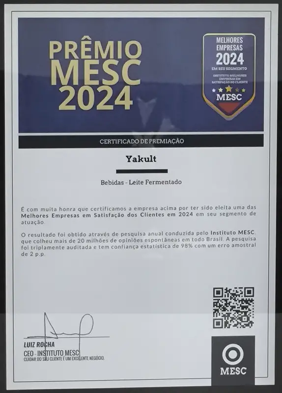 Yakult está entre as melhores no Prêmio MESC 2024